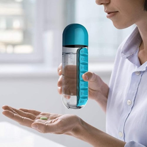 Pill Organizer with Water Bottle 600 ml